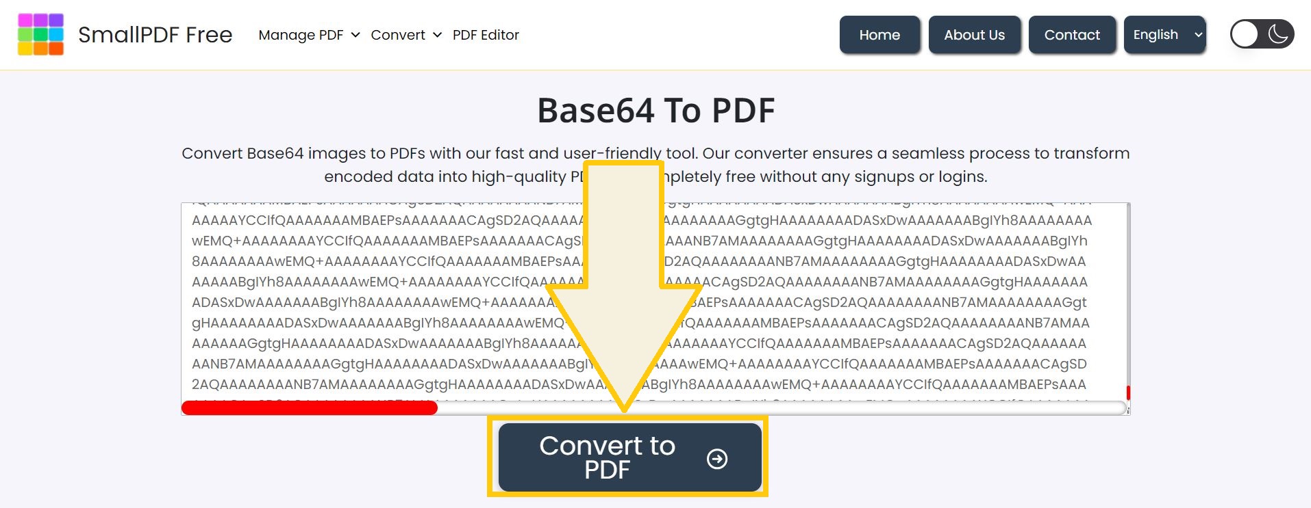 Start converting Base64 to PDF.