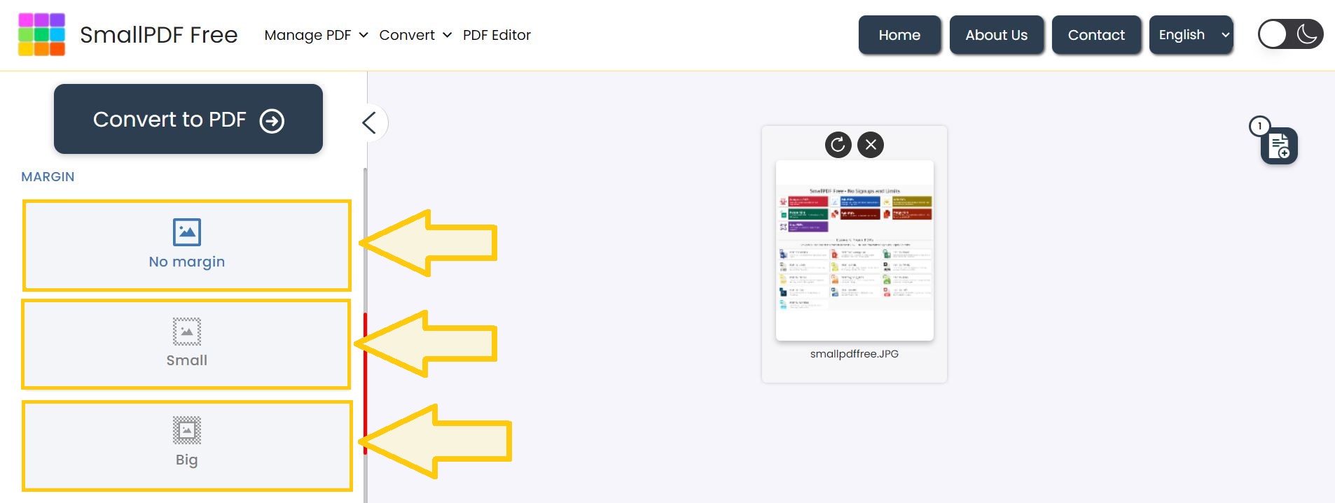 Decide margin size for the PDF.