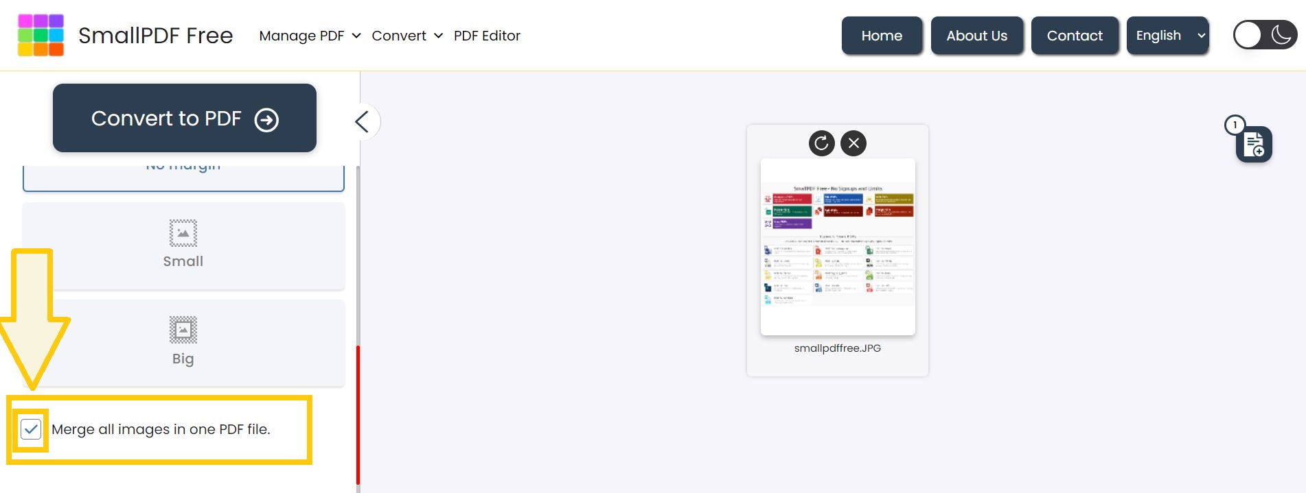 Merge all images into a single PDF file.