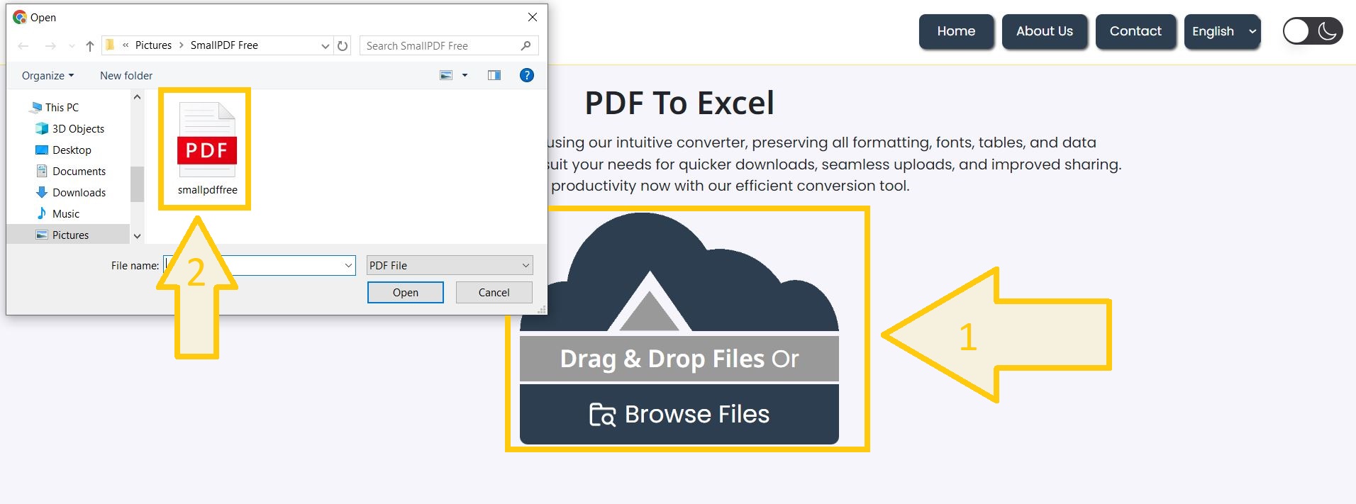 Upload your PDF document to get PDF to Excel options.