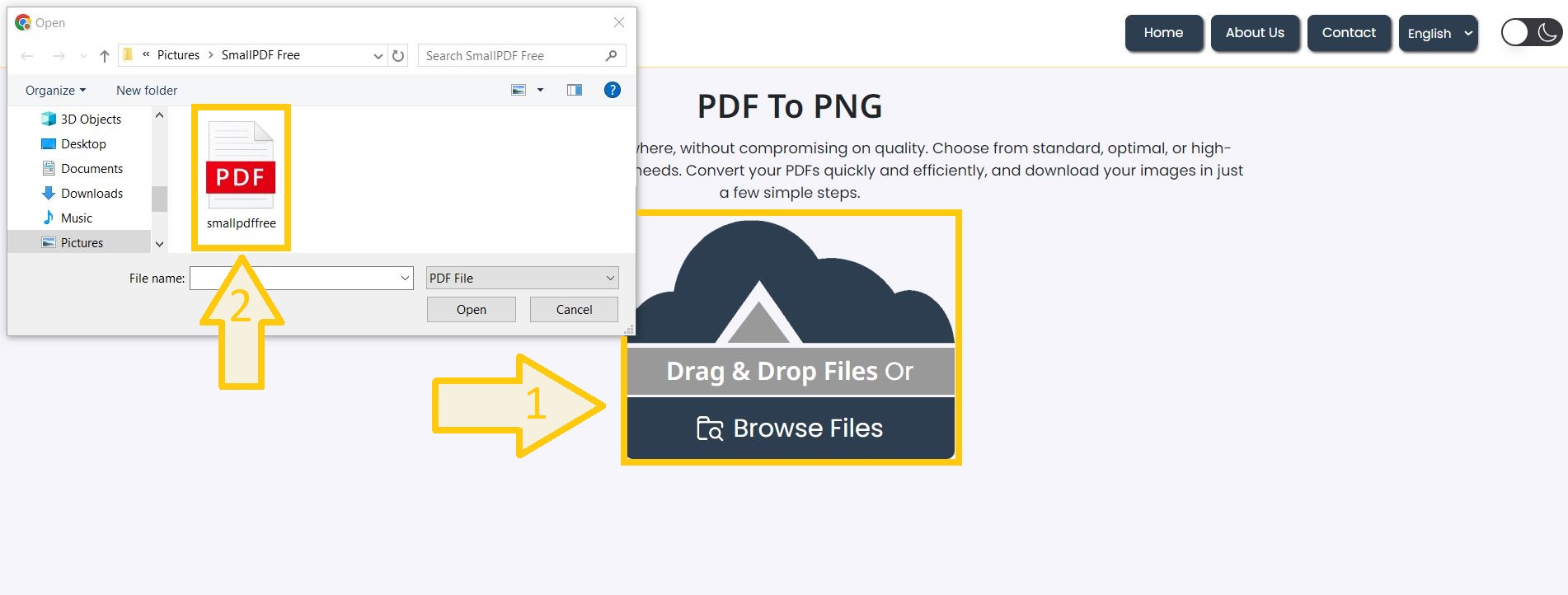 Upload PDF for Conversion - PDF to PNG