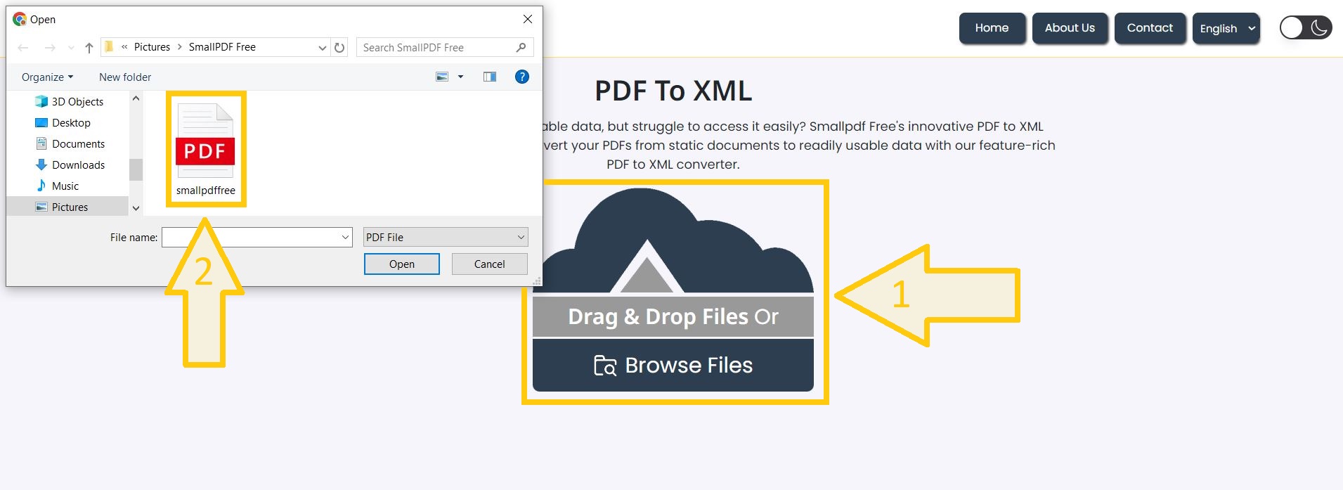 Upload your PDF to start the PDF to XML conversion process.