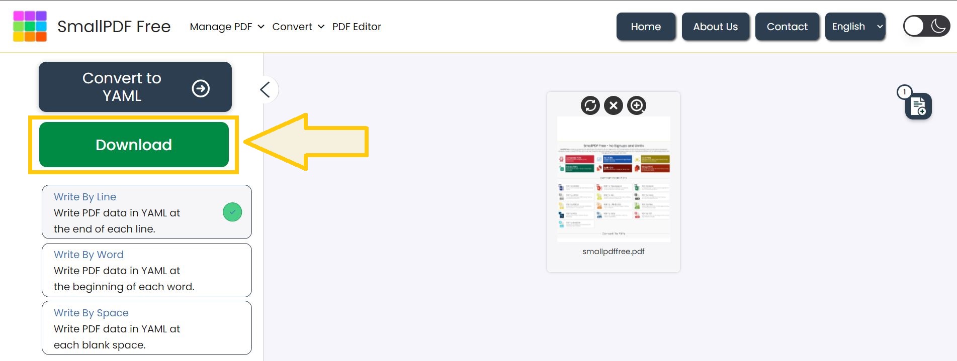 Download YAML file after conversion.