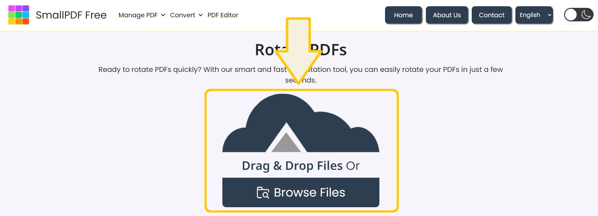 Click 'Choose File' or drag-and-drop area to upload PDF.