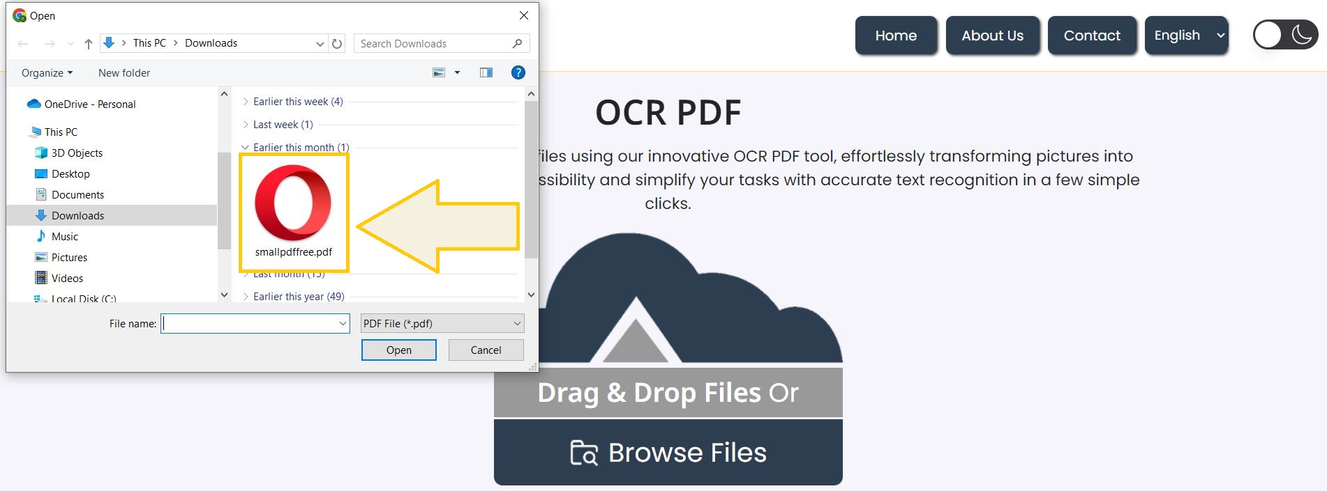 Choose PDF files to make text searchable.