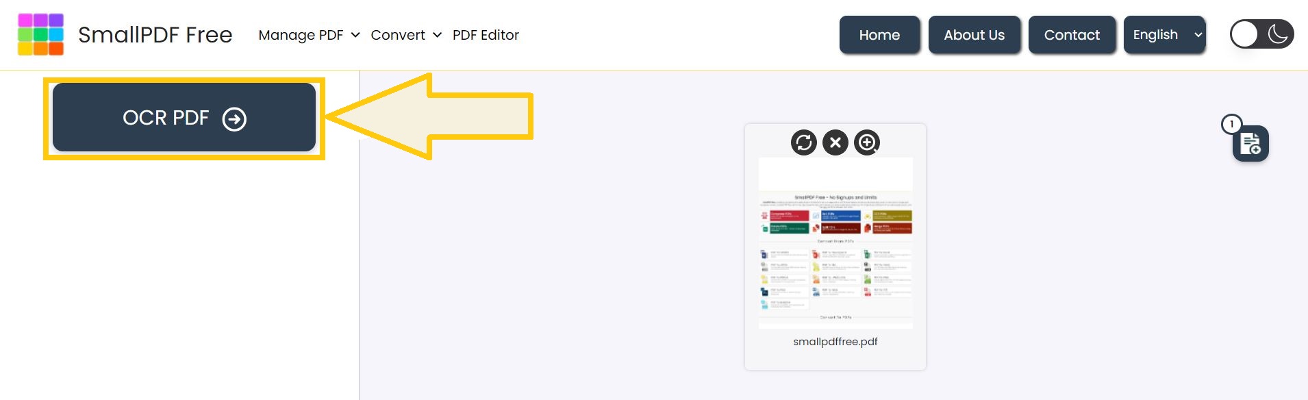 Start OCR processing of PDF files.