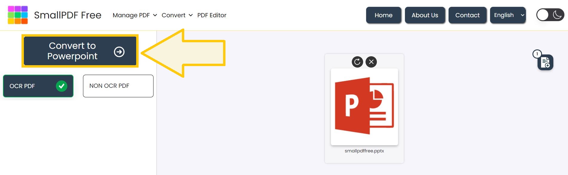 Begin converting PowerPoint to PDF.