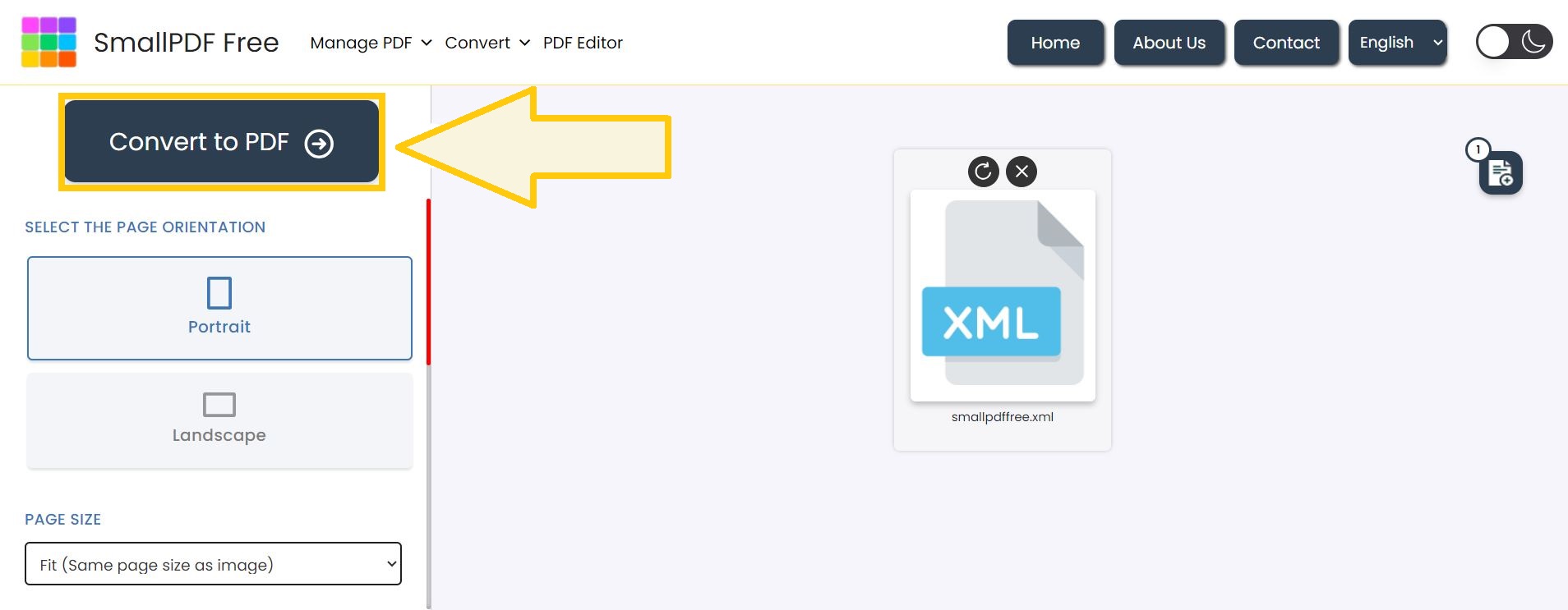 Start XML to PDF conversion.